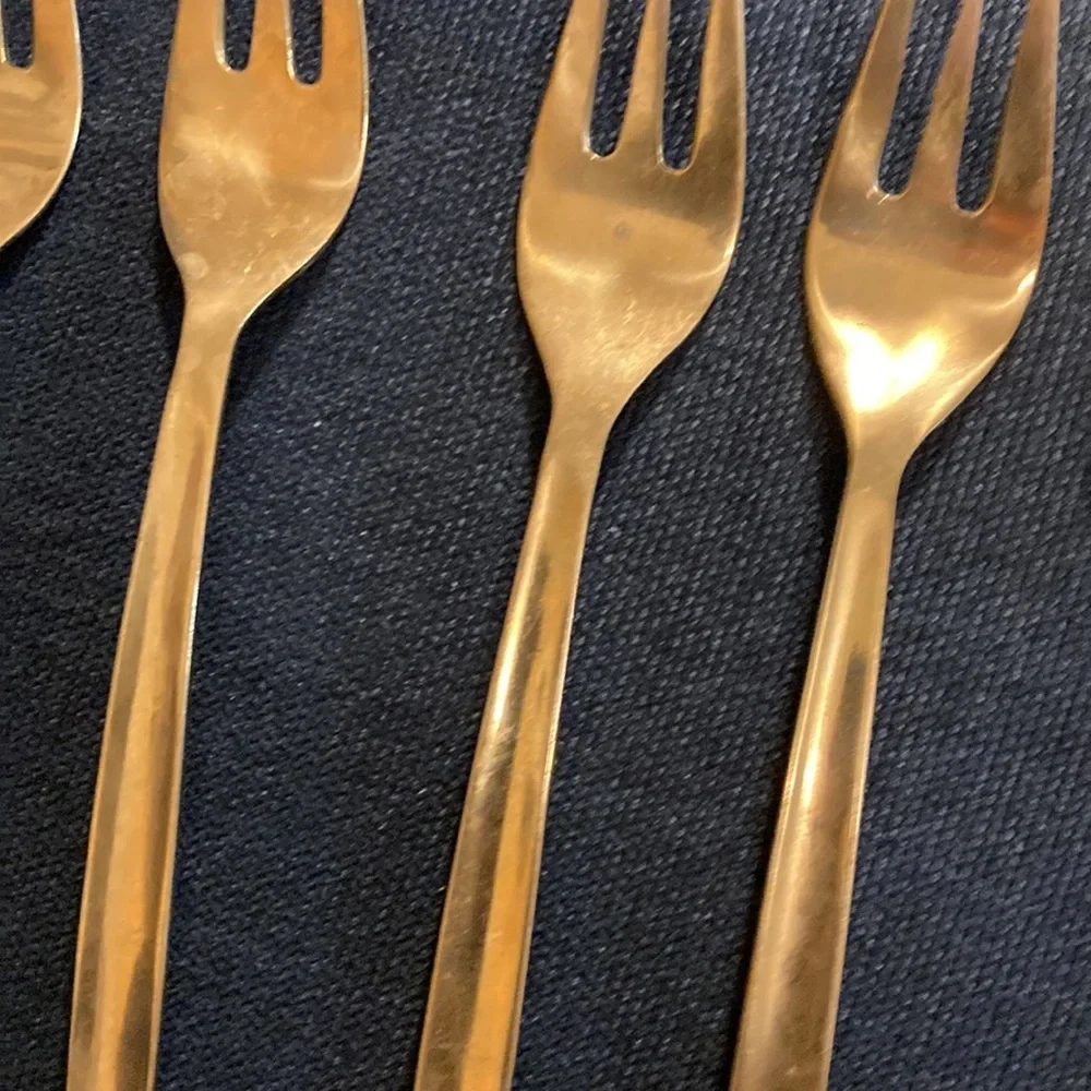 Vintage brass appetizing spoons and forks